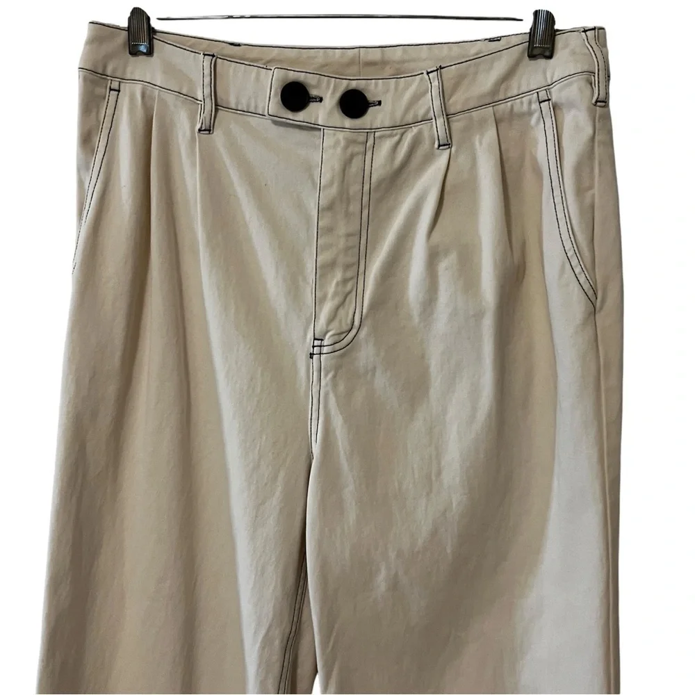 Monrow Wide Leg Pants In Off White Pockets High Rise Women’s M mom pleats